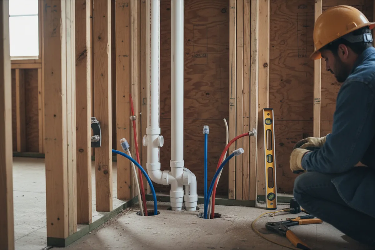 Drain and supply rough-in during Leak Detection in Parkton